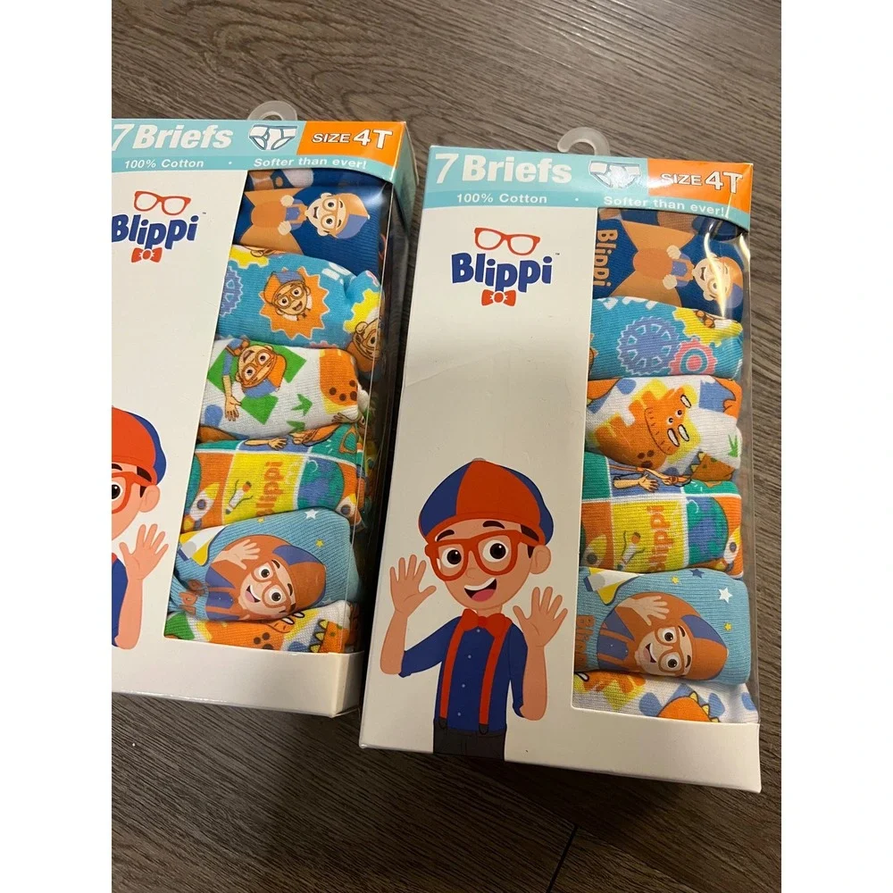 Blippi Boys 7 Pack‎ Briefs Underwear 100% Combed Cotton Size 4T Multi Color New